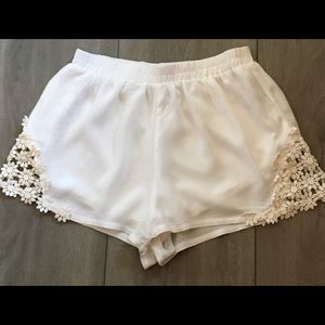 White Short Shorts Crochet Daisy Side Panel
